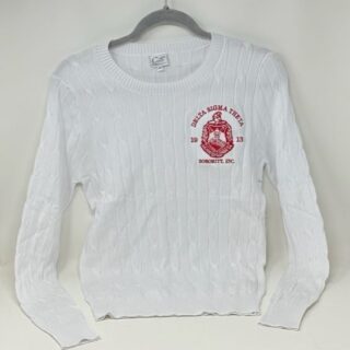 SW2202 White Cable Knit Long Sleeve Sweater Sizes: S-4XL (forgiving stretch size)