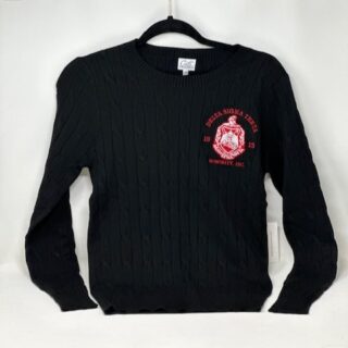 SW2203 Black Cable Knit Long Sleeve Sweater Sizes: S-4XL (forgiving stretch size)