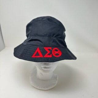 CL3056 Black Nylon Bucket Hat with Red DST Symbols