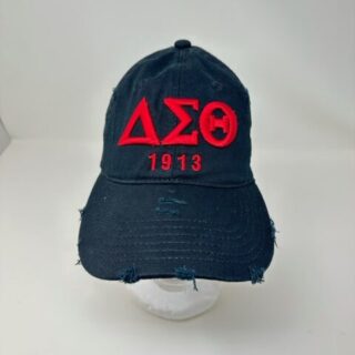 QU1019 Black Distressed Cap with Red DST Symbols