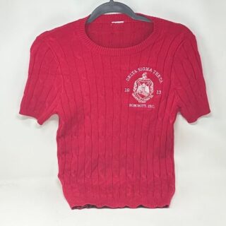 SW2200 Red Cable Knit Short Sleeve Sweater Sizes: S-4XL (forgiving Stretch)