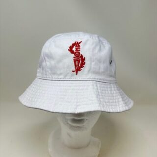 BU237 White Bucket Hat with Red DST Torch