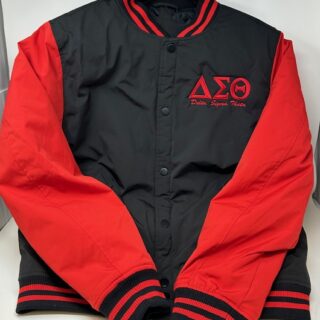 ZH50 Black Bomber Jacket with Red Embroidered DST Symbols & Crest